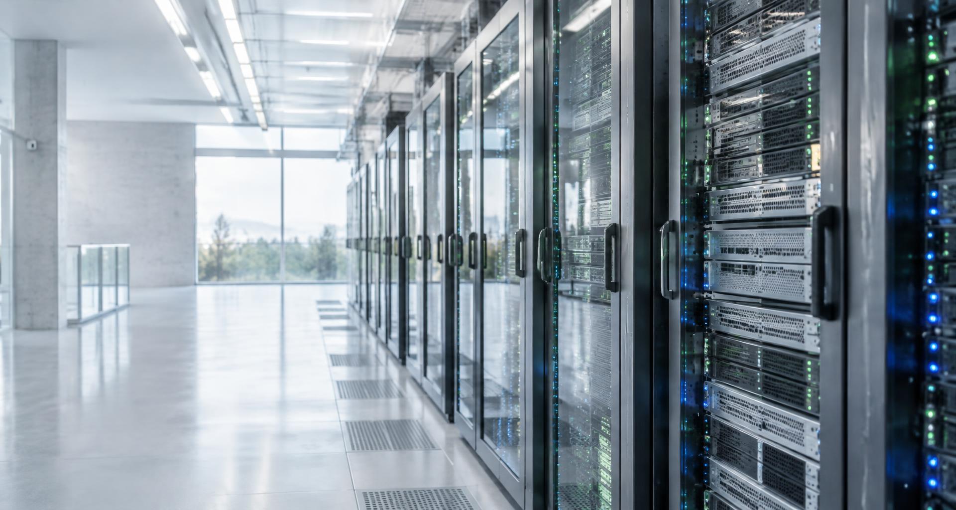 Modern IT-infrastruktur med servrar och lagring